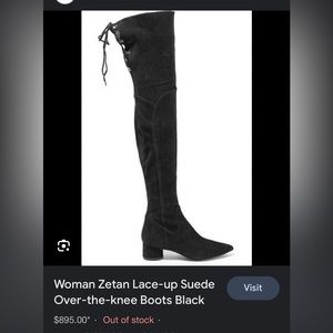 Thigh high black suede boots